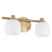Vanity Light Thesis 207006A Valentina 15 inch 2 light Champagne Gold Vanity Light with Etched Opal Glass Shades THESIS