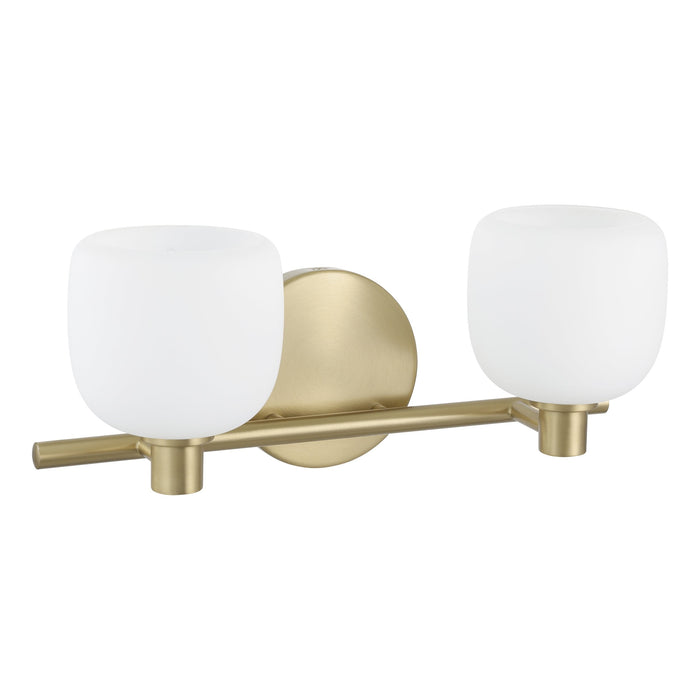 Vanity Light Thesis 207006A Valentina 15 inch 2 light Champagne Gold Vanity Light with Etched Opal Glass Shades THESIS