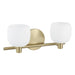 Vanity Light Thesis 207006A Valentina 15 inch 2 light Champagne Gold Vanity Light with Etched Opal Glass Shades THESIS