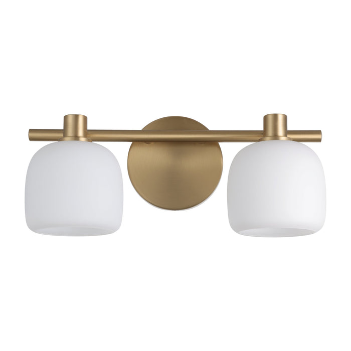 Vanity Light Thesis 207006A Valentina 15 inch 2 light Champagne Gold Vanity Light with Etched Opal Glass Shades THESIS