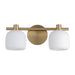 Vanity Light Thesis 207006A Valentina 15 inch 2 light Champagne Gold Vanity Light with Etched Opal Glass Shades THESIS