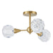 Semi-Flush Mount Thesis 206945A Helena 20 inch 3 light Brushed Gold Semi Flush Mount with Clear Acrylic Shades THESIS
