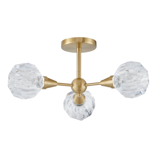 Semi-Flush Mount Thesis 206945A Helena 20 inch 3 light Brushed Gold Semi Flush Mount with Clear Acrylic Shades THESIS