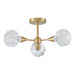 Semi-Flush Mount Thesis 206945A Helena 20 inch 3 light Brushed Gold Semi Flush Mount with Clear Acrylic Shades THESIS