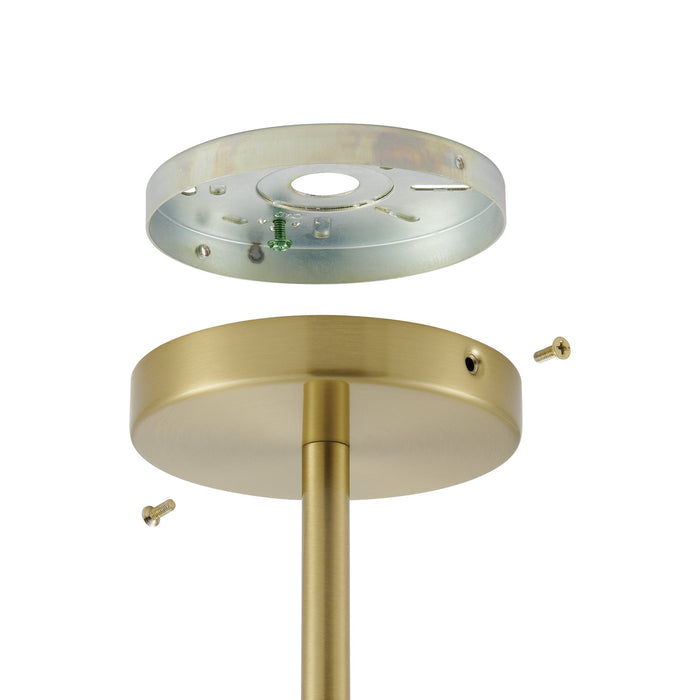 Semi-Flush Mount Thesis 206945A Helena 20 inch 3 light Brushed Gold Semi Flush Mount with Clear Acrylic Shades THESIS