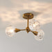Semi-Flush Mount Thesis 206945A Helena 20 inch 3 light Brushed Gold Semi Flush Mount with Clear Acrylic Shades THESIS