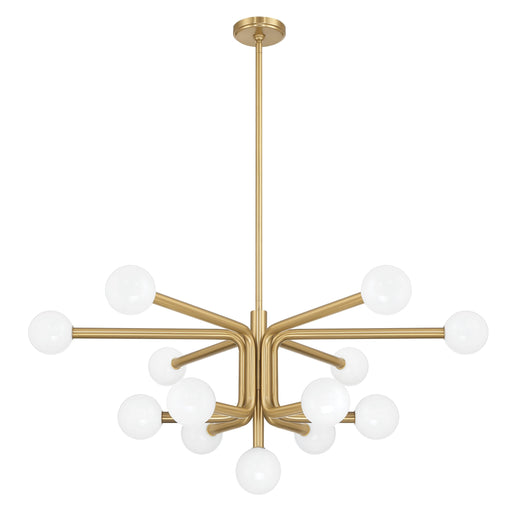 Chandelier Thesis 207354A Stockholm 40 inch 13 light Champagne Gold Chandelier with Opal Glass Shades THESIS