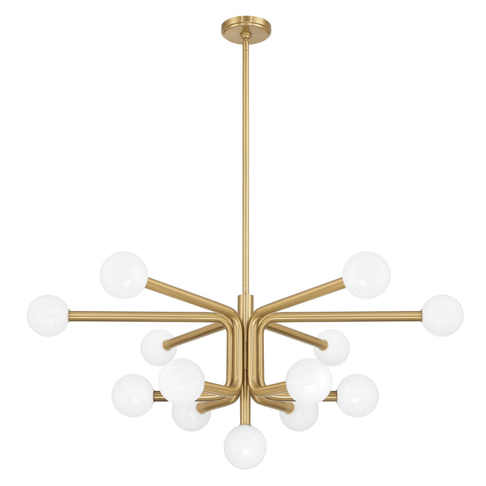 Chandelier Thesis 207354A Stockholm 40 inch 13 light Champagne Gold Chandelier with Opal Glass Shades THESIS