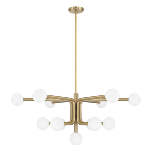 Chandelier Thesis 207354A Stockholm 40 inch 13 light Champagne Gold Chandelier with Opal Glass Shades THESIS
