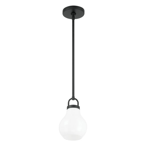 Pendant Light Thesis 207649A Mansfield 6 inch 1 light Matte Black Pendant Light with Opal Glass Shade THESIS