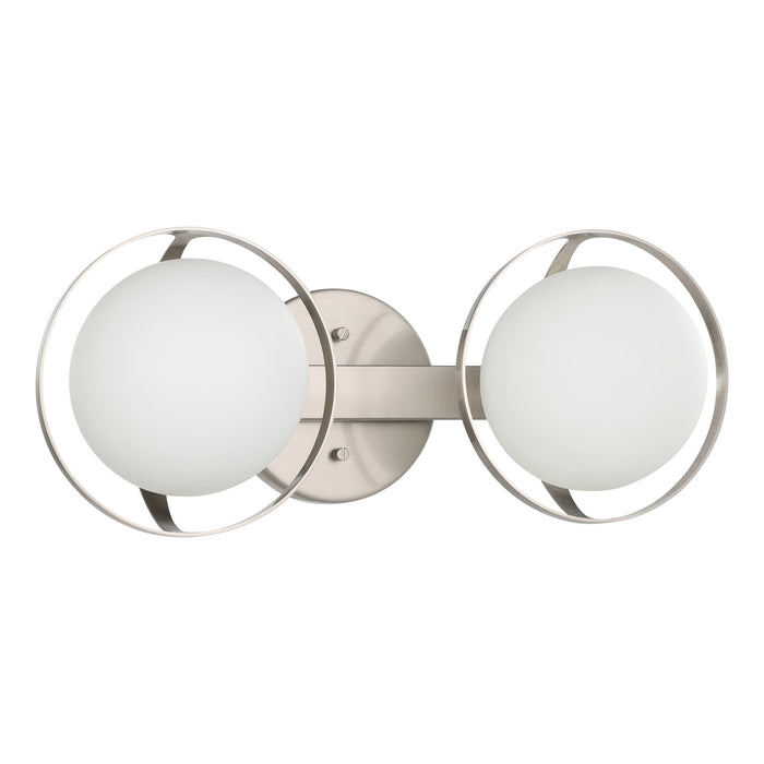 Vanity Light Thesis 206972A Parker 16 inch 2 light Brushed Nickel Vanity Light with Etched Opal Glass Shades THESIS