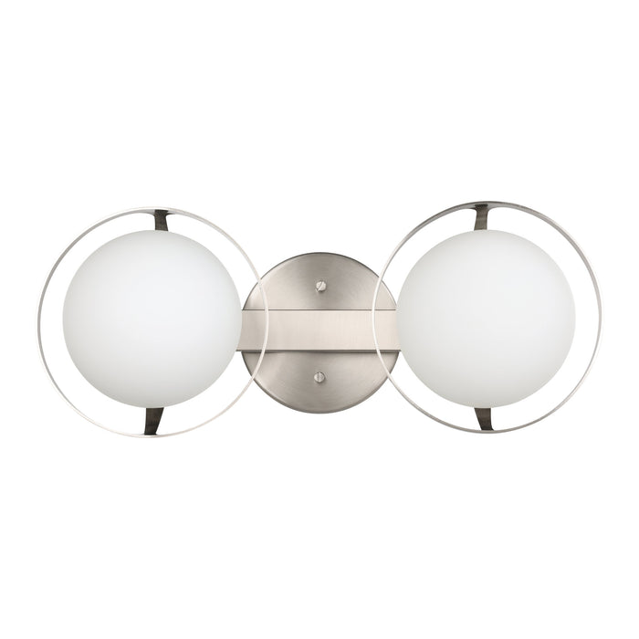 Vanity Light Thesis 206972A Parker 16 inch 2 light Brushed Nickel Vanity Light with Etched Opal Glass Shades THESIS