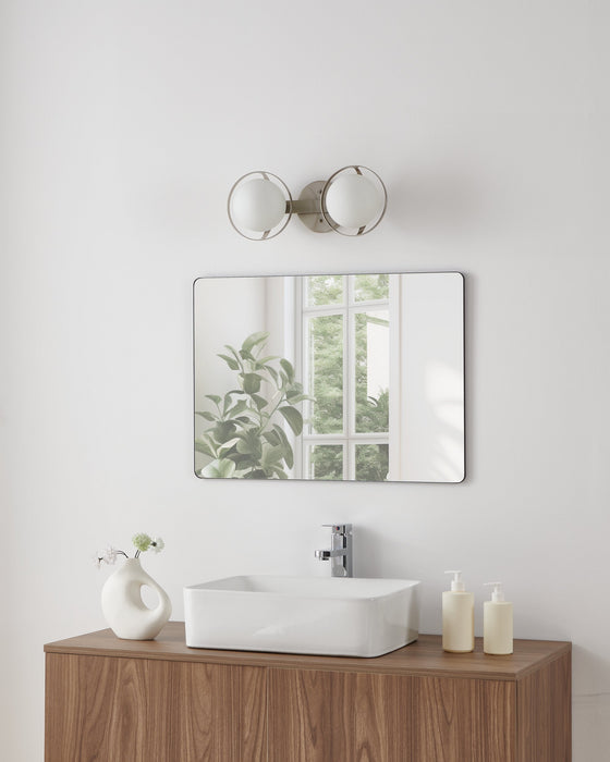 Vanity Light Thesis 206972A Parker 16 inch 2 light Brushed Nickel Vanity Light with Etched Opal Glass Shades THESIS