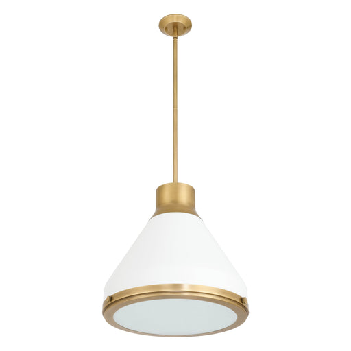 Pendant Light Thesis 207402A Doyle 18 inch 1 light Natural Brass Pendant Light with Matte White Metal Shade THESIS