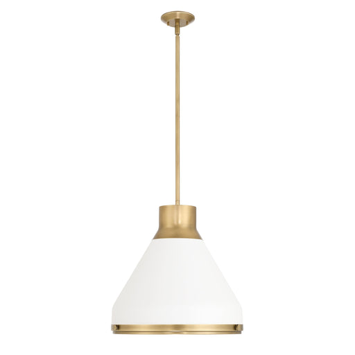 Pendant Light Thesis 207402A Doyle 18 inch 1 light Natural Brass Pendant Light with Matte White Metal Shade THESIS