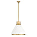 Pendant Light Thesis 207402A Doyle 18 inch 1 light Natural Brass Pendant Light with Matte White Metal Shade THESIS