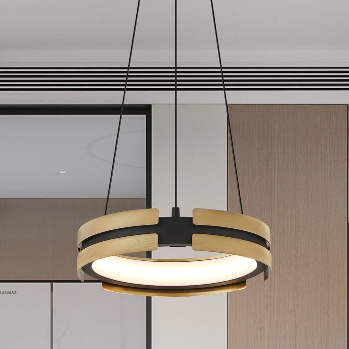 Convertible Pendant Thesis 206939A Grazia 15 inch Matte Black and Brushed Gold LED Convertible Pendant THESIS