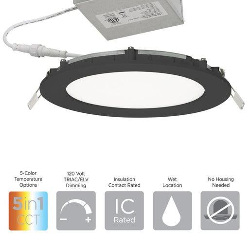 Recessed Downlight AFX Tuck 6" Black Low Profile Recessed LED Downlight 5CCT AFX Lighting