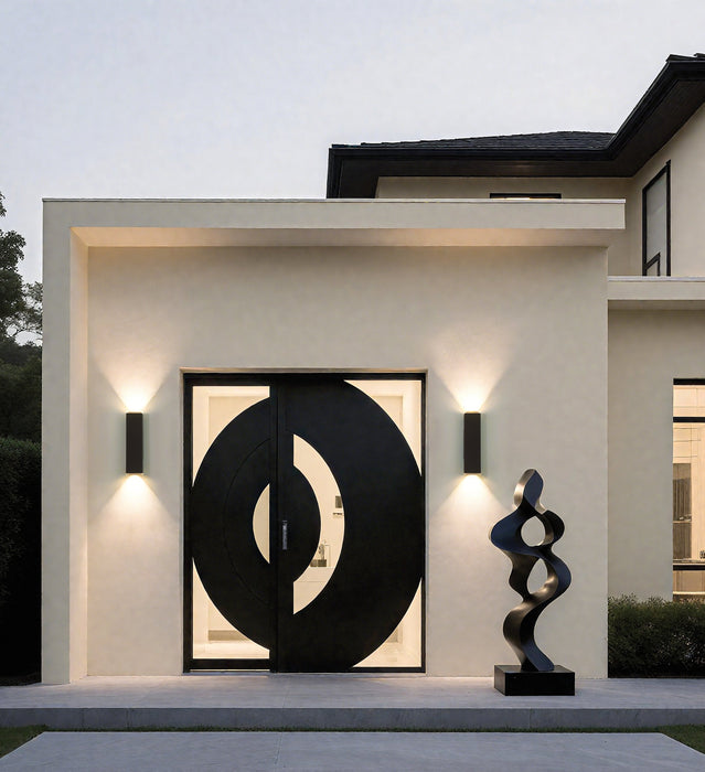 Exterior Wall Sconce Thesis 207741A Jasper 20 inch 2 light Textured Black LED Exterior Wall Sconce THESIS