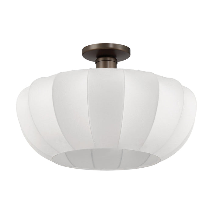 Convertible Pendant Thesis 207793A Bryony 22 inch 4 light Forged Bronze Convertible Pendant with White Synthetic Silk Shades THESIS