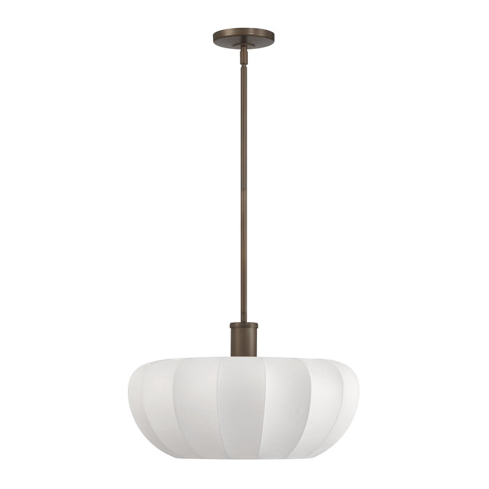 Convertible Pendant Thesis 207793A Bryony 22 inch 4 light Forged Bronze Convertible Pendant with White Synthetic Silk Shades THESIS