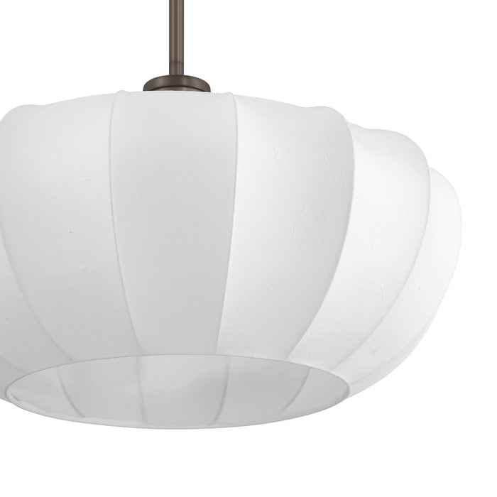 Convertible Pendant Thesis 207793A Bryony 22 inch 4 light Forged Bronze Convertible Pendant with White Synthetic Silk Shades THESIS