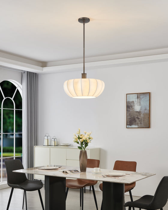 Convertible Pendant Thesis 207793A Bryony 22 inch 4 light Forged Bronze Convertible Pendant with White Synthetic Silk Shades THESIS