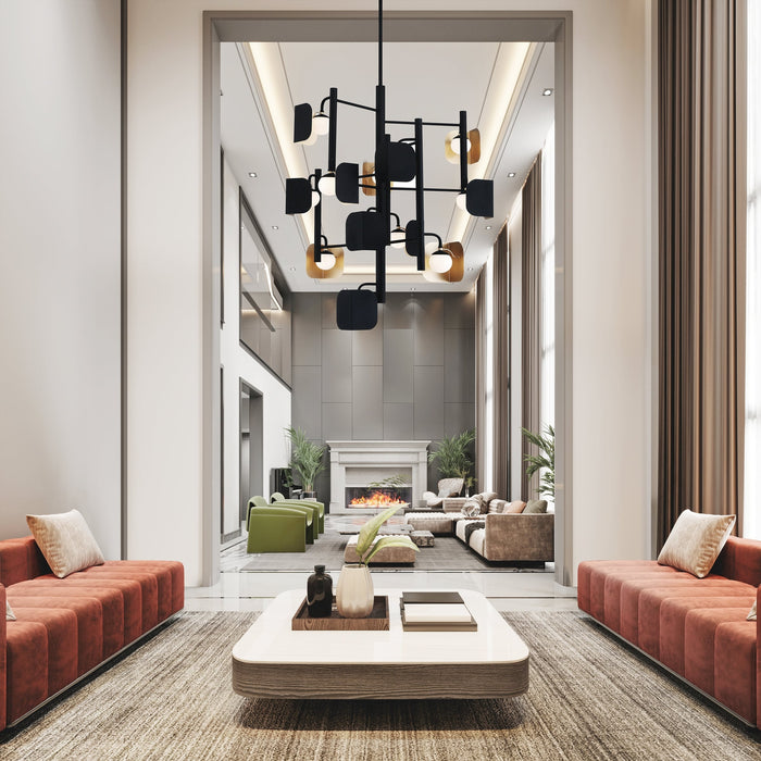 Eurofase 49228-014 Cornice 42" Gold-Black Mix LED Chandelier