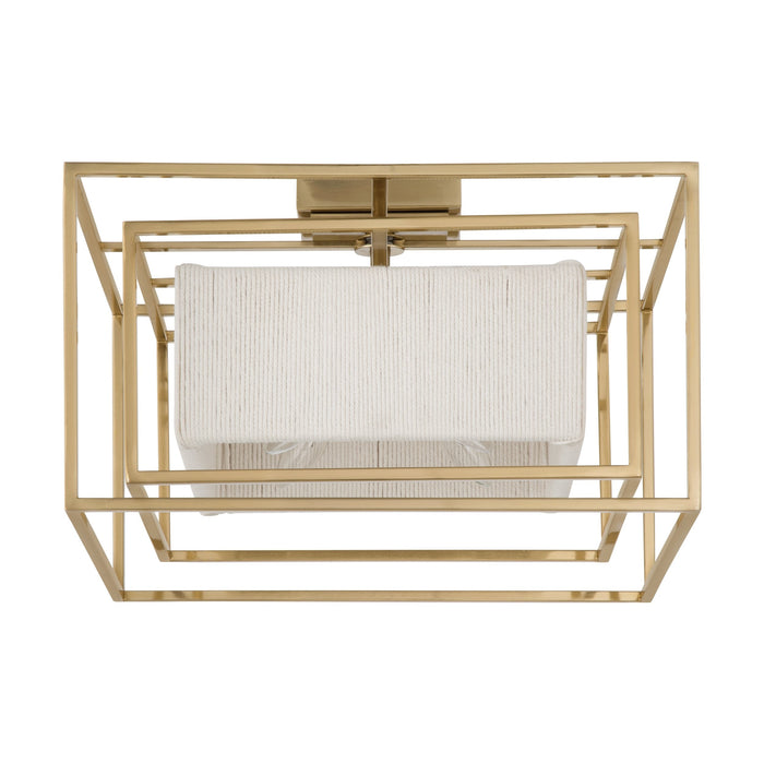 Convertible Pendant Thesis 207272A Abbey 18 inch 4 light Brass Convertible Pendant with Cream Cotton Rope Shade THESIS