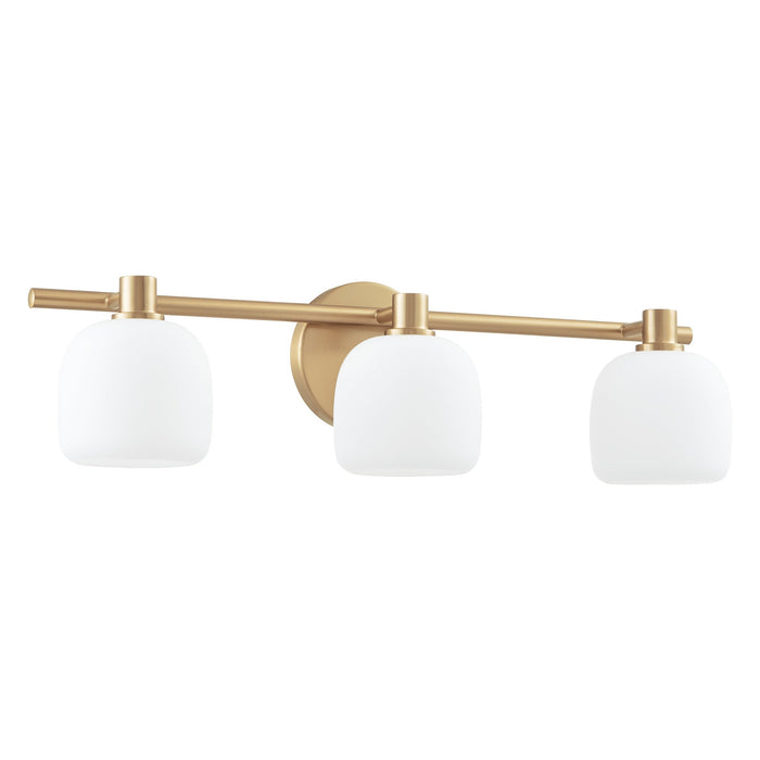 Vanity Light Thesis 207013A Valentina 24 inch 3 light Champagne Gold Vanity Light with Etched Opal Glass Shades THESIS
