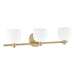 Vanity Light Thesis 207013A Valentina 24 inch 3 light Champagne Gold Vanity Light with Etched Opal Glass Shades THESIS