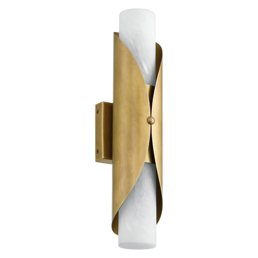 Wall Sconce Thesis 207617A Crescendo 18 inch 2 light Natural Brass Wall Sconce with Alabaster Glass THESIS