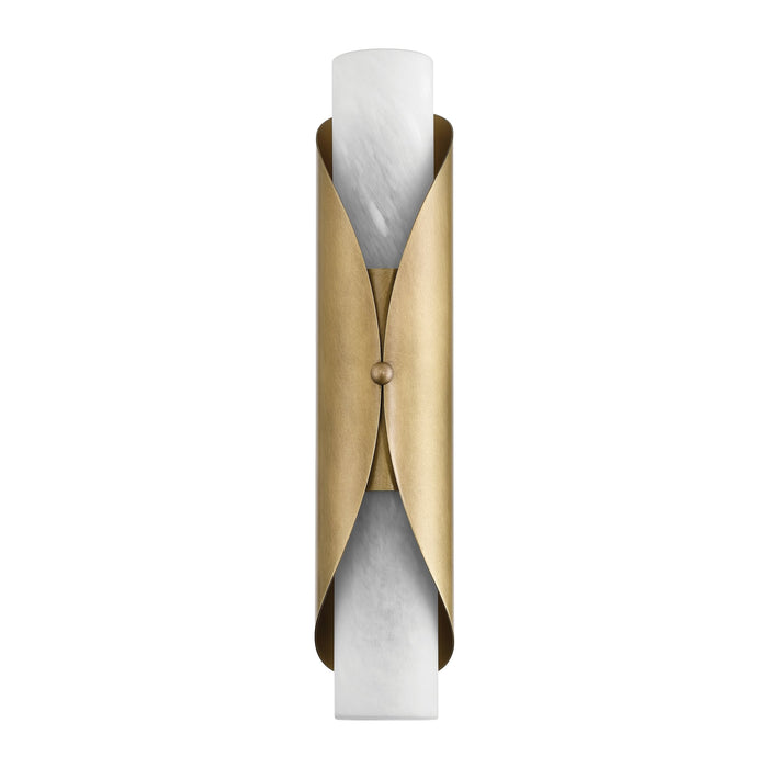 Wall Sconce Thesis 207617A Crescendo 18 inch 2 light Natural Brass Wall Sconce with Alabaster Glass THESIS