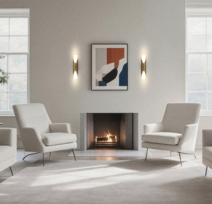 Wall Sconce Thesis 207617A Crescendo 18 inch 2 light Natural Brass Wall Sconce with Alabaster Glass THESIS