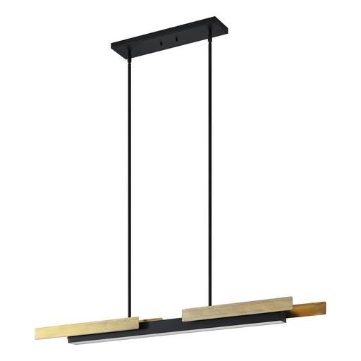 Chandelier Thesis 206938A Grazia 48 inch 2 light Matte Black and Brushed Gold LED Linear Chandelier THESIS