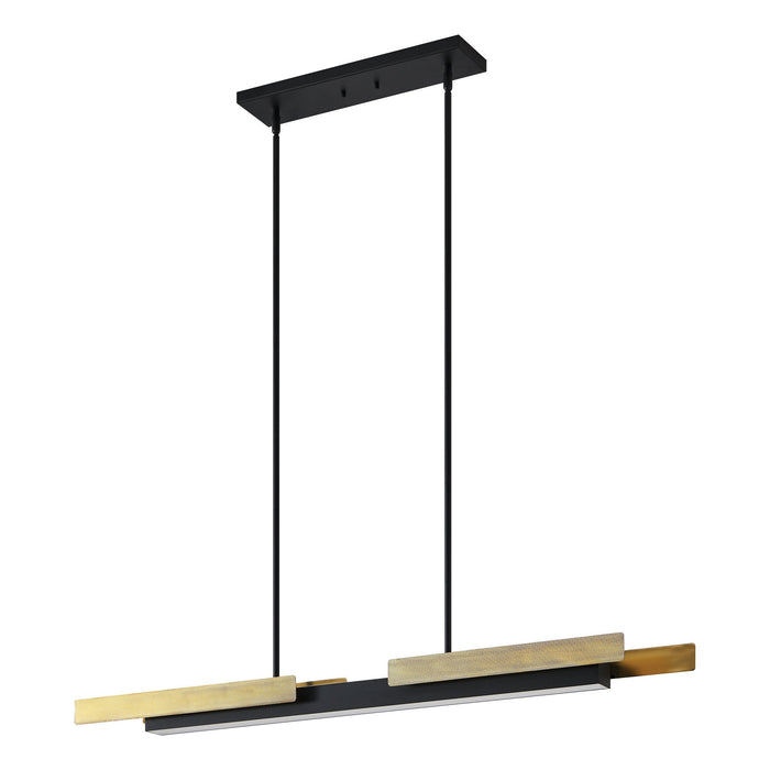 Chandelier Thesis 206938A Grazia 48 inch 2 light Matte Black and Brushed Gold LED Linear Chandelier THESIS