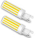  G9 LED corn bulbs with one dimmable bulb on a white background