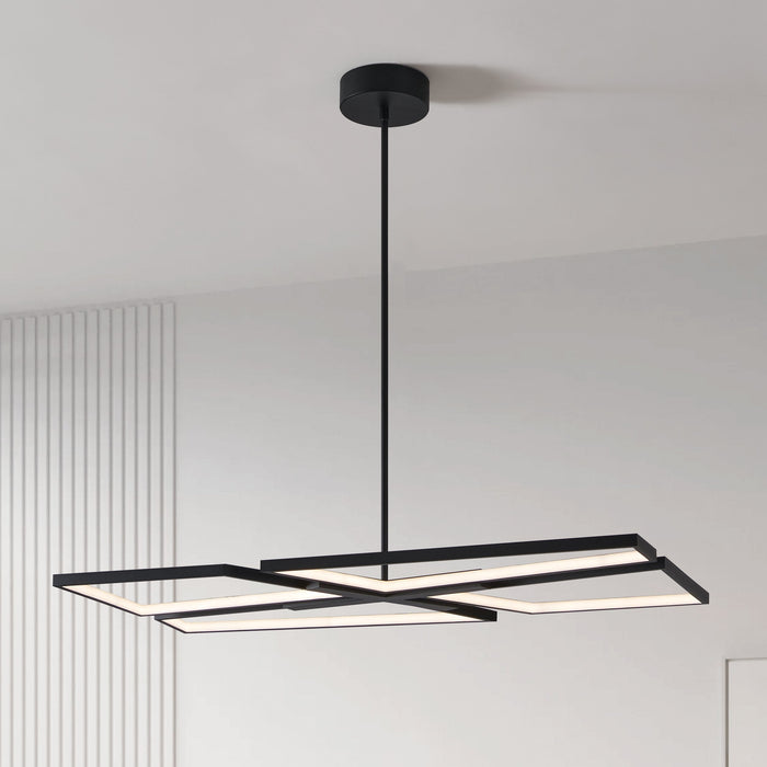 Chandelier Thesis 207769A Alfie 40 inch 4 light Textured Black 3CCT LED Chandelier THESIS