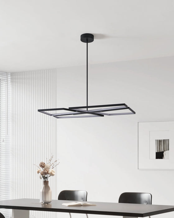Chandelier Thesis 207769A Alfie 40 inch 4 light Textured Black 3CCT LED Chandelier THESIS