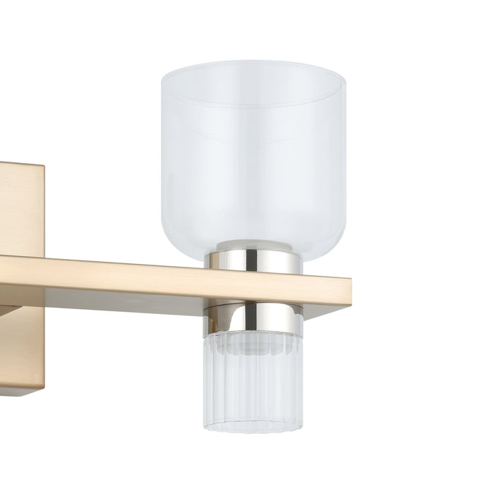 Vanity Light Thesis 207675A Amelia 15 inch 4 light Champagne Gold and Polished Nickel 5CCT LED Vanity Light with Clear and Clear Ribbed Glass THESIS