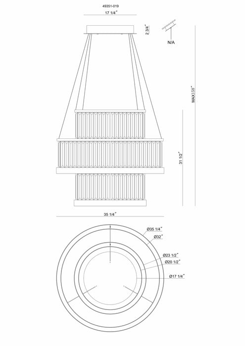 Eurofase 49351-019 Empra 35" Gold LED Chandelier