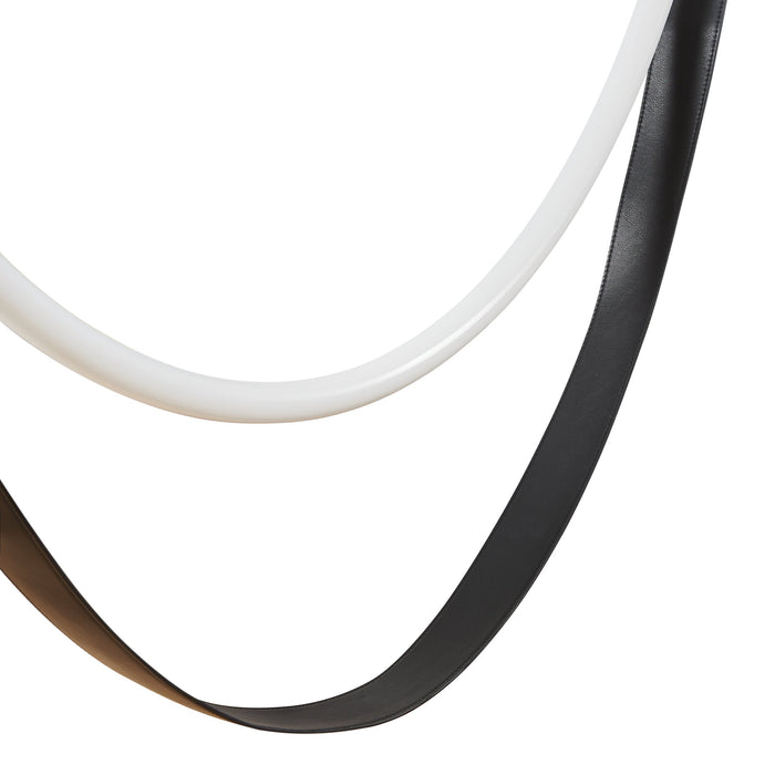 Chandelier Thesis 207278A Ayers 59 inch 1 light Champagne Gold with Black and Brown Faux Leather 5CCT LED Linear Chandelier THESIS