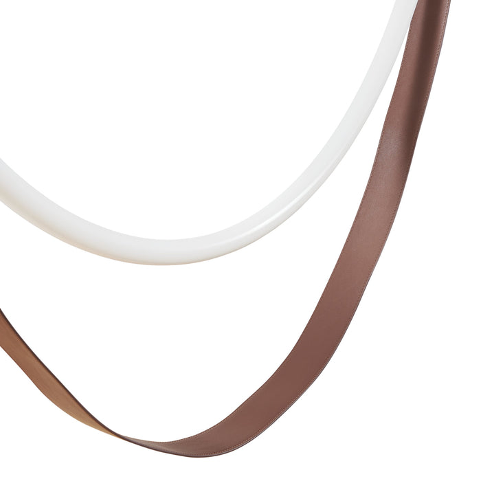 Chandelier Thesis 207278A Ayers 59 inch 1 light Champagne Gold with Black and Brown Faux Leather 5CCT LED Linear Chandelier THESIS