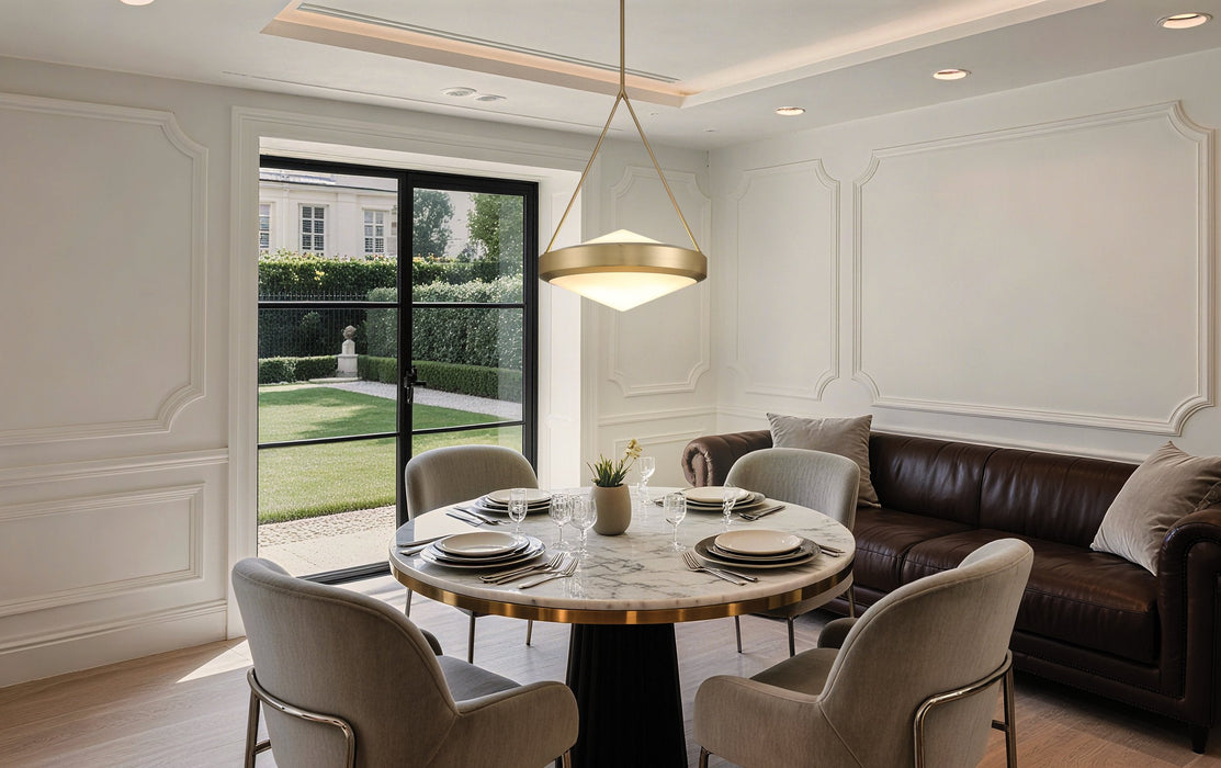 Pendant Light Thesis 207425A Agate 20 inch 4 light Champagne Gold Pendant Light with Opal Glass Shade THESIS