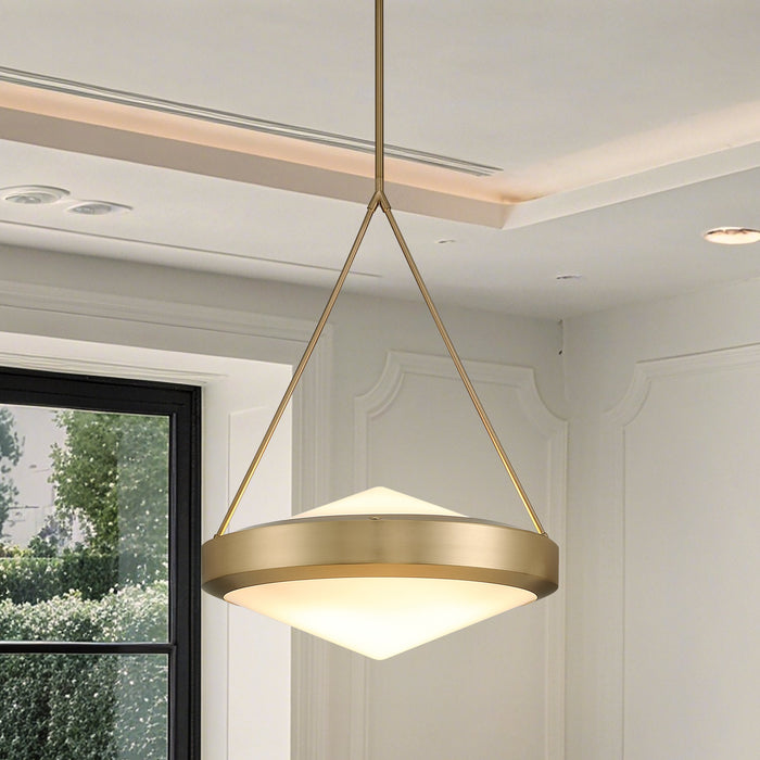 Pendant Light Thesis 207425A Agate 20 inch 4 light Champagne Gold Pendant Light with Opal Glass Shade THESIS