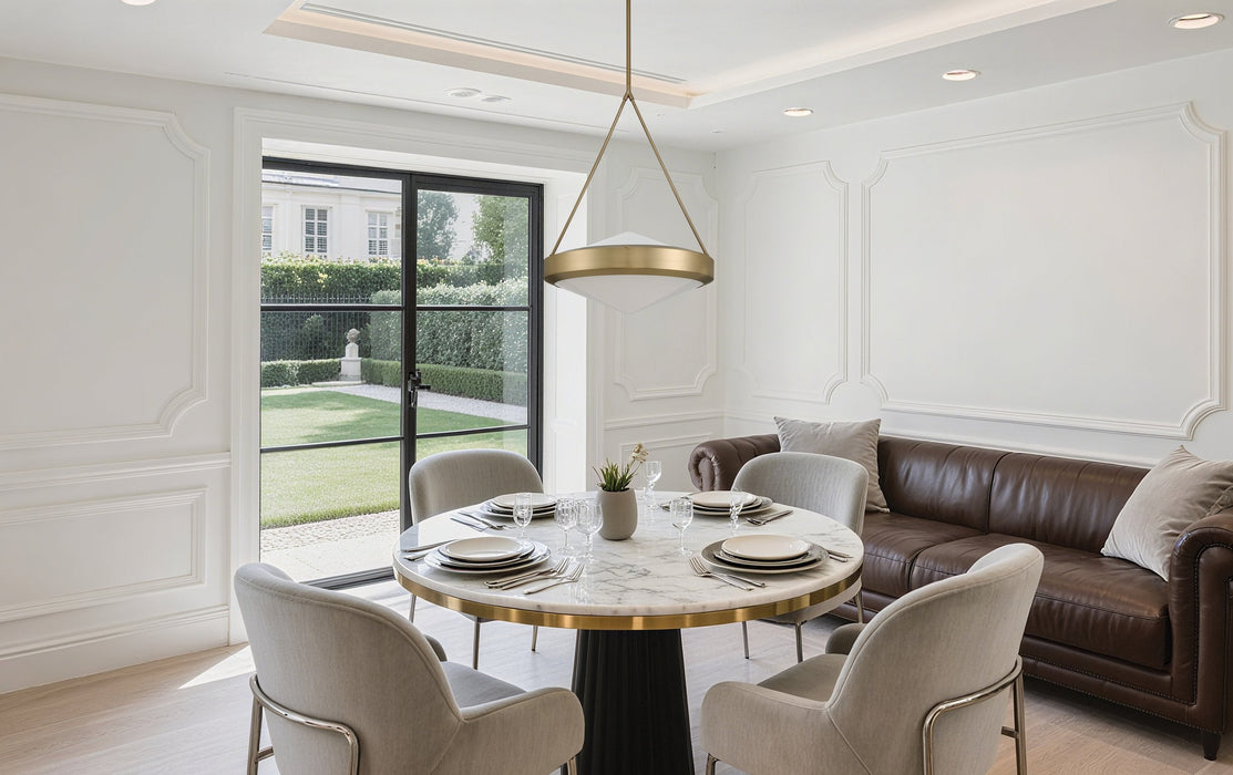 Pendant Light Thesis 207425A Agate 20 inch 4 light Champagne Gold Pendant Light with Opal Glass Shade THESIS