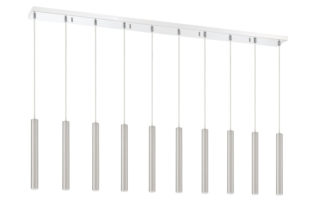 Linear Chandelier Z-Lite 917MP12-BN-LED-10LCH Chrome Forest 10 Light Linear Chandelier Z-Lite