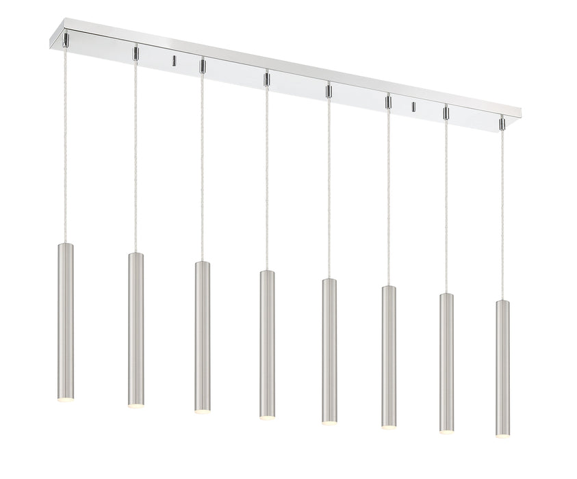 Linear Chandelier Z-Lite 917MP12-BN-LED-8LCH Chrome Forest 8 Light Linear Chandelier Z-Lite