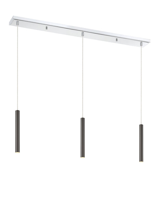 Linear Chandelier Z-Lite 917MP12-PBL-LED-3LCH Chrome Forest 3 Light Linear Chandelier Z-Lite