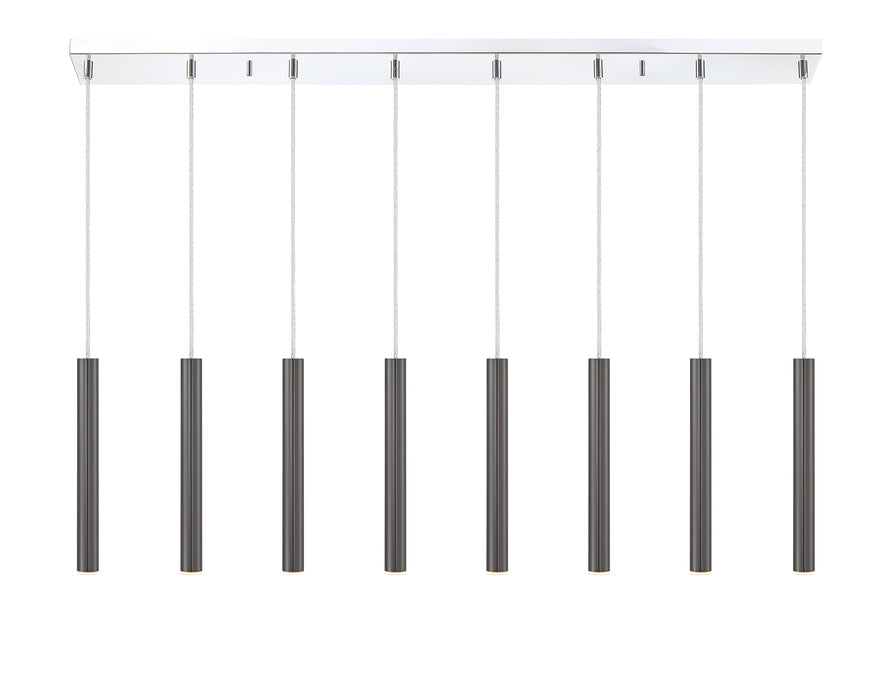 Linear Chandelier Z-Lite 917MP12-PBL-LED-8LCH Chrome Forest 8 Light Linear Chandelier Z-Lite